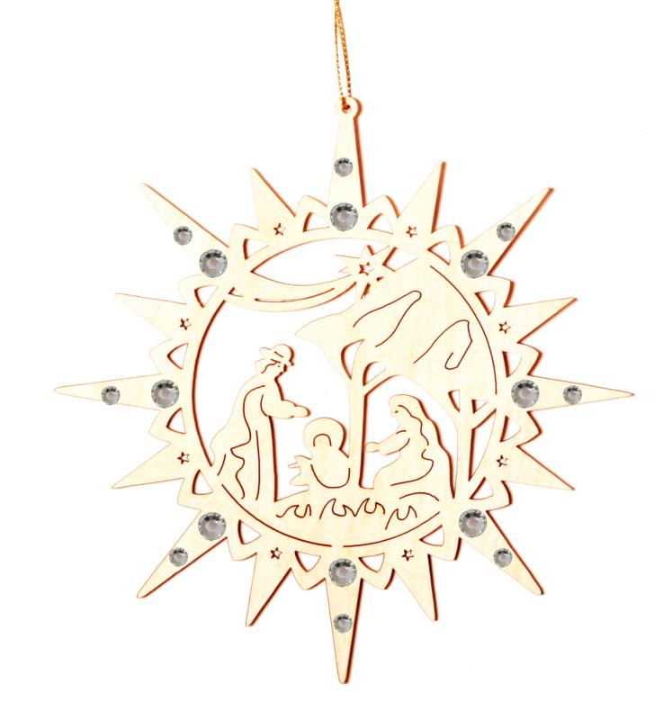 Étoile avec Sainte Famille avec cristaux de Swarovski