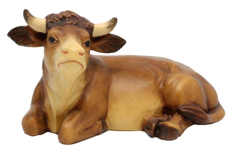Sculpture en bois d'un bœuf couché