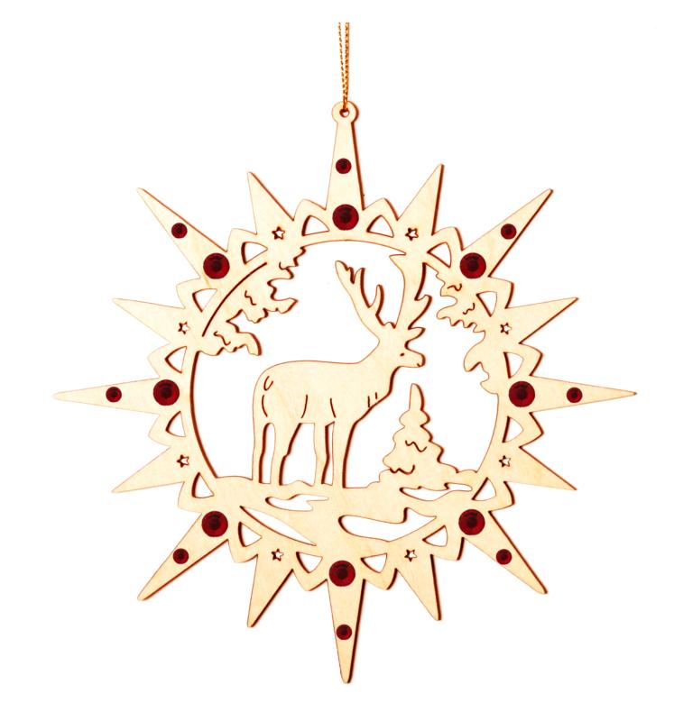 Étoile avec élan et cristaux - Décoration de Noël