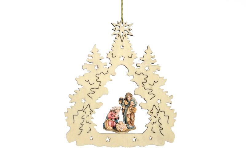 Suspension de Noël avec crèche en bois