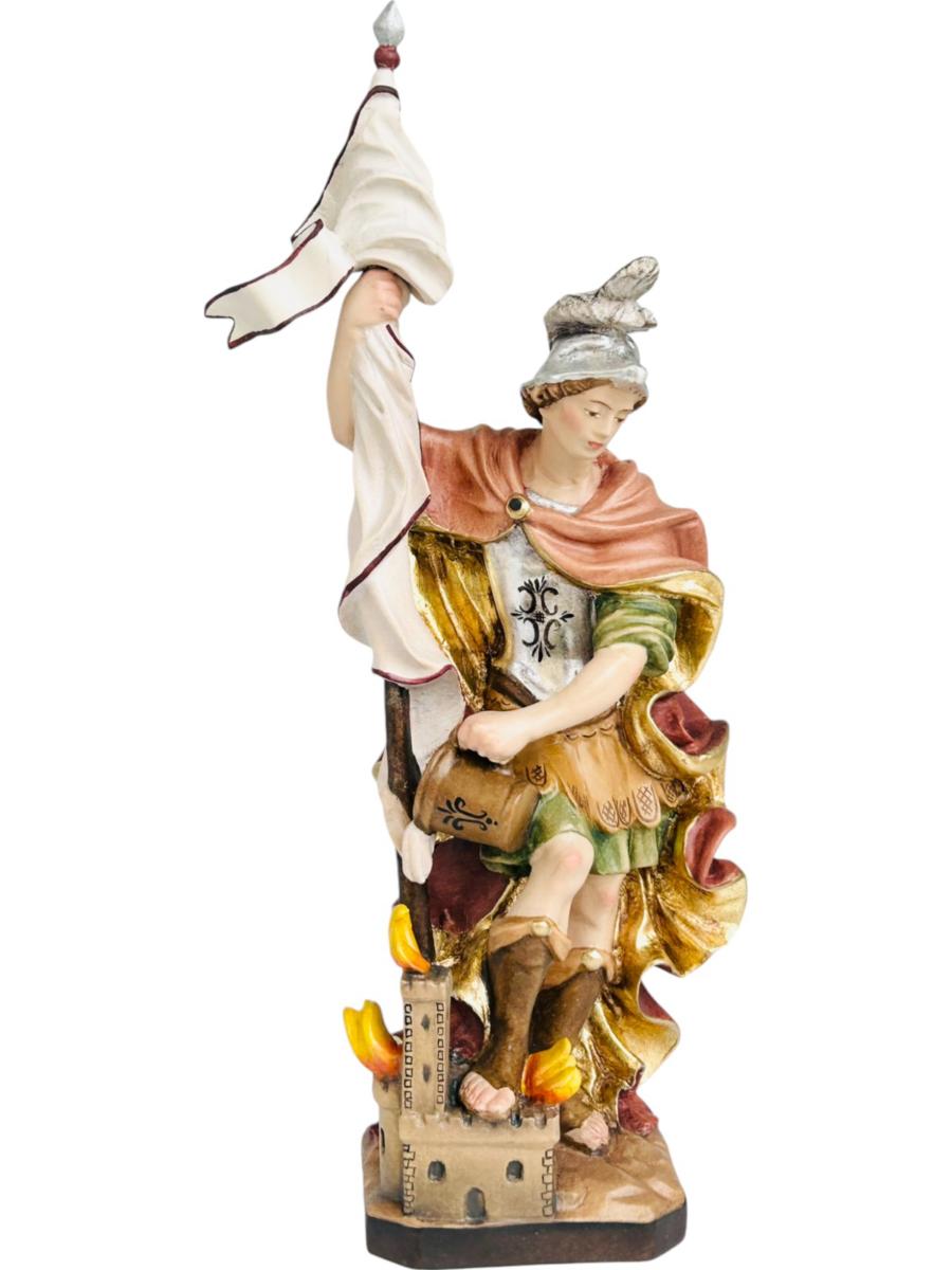 Saint Florian avec drapeau en bois