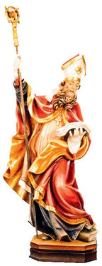 St. Blasius représenté avec un livre et un cierge en bois