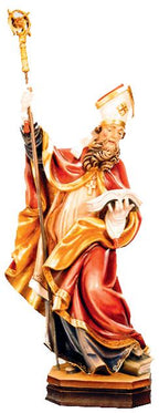 St. Angilbert représenté en bois avec un livre et une croix