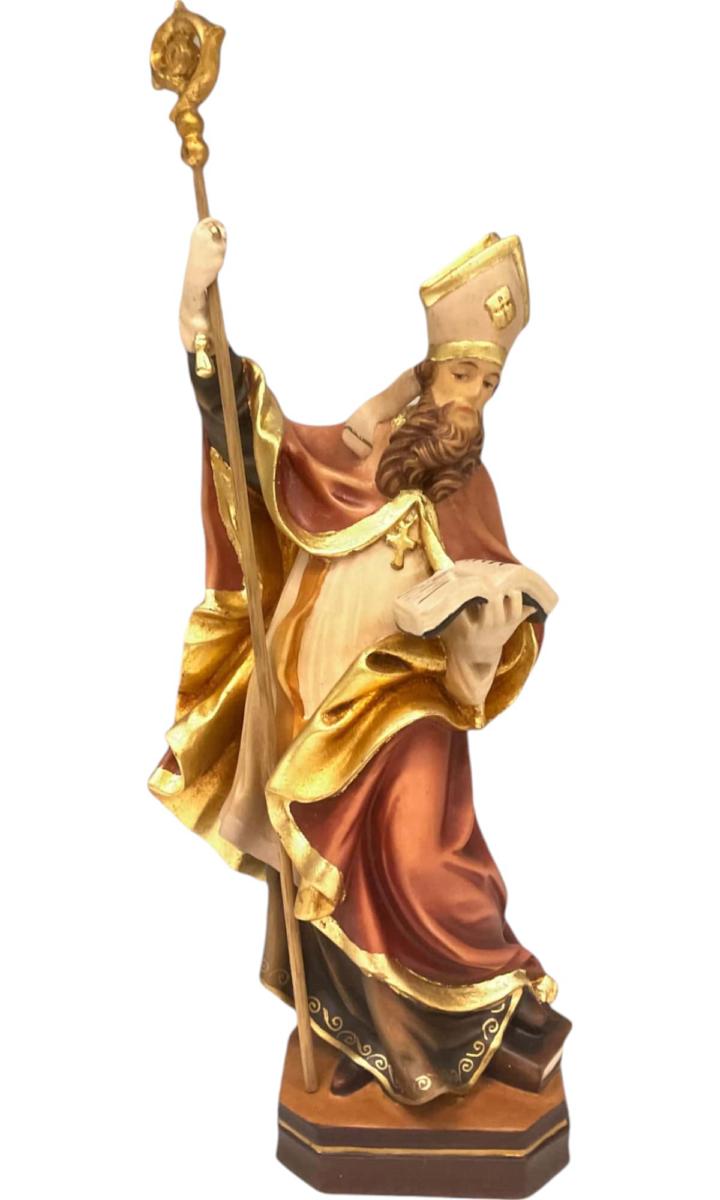 St. Eribert sculpté en bois massif avec livre en bois