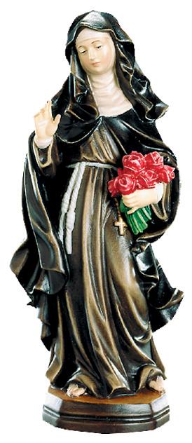 Heilige Theresia mit Rosenbündel aus Holz - mit Ölfarben lasiert