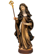 Santa Aldegonda di Maubeuge raffigurata con libro - colorato a olio