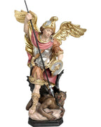 Erzengel Michael mit Speer und Teufel - mit Ölfarben lasiert