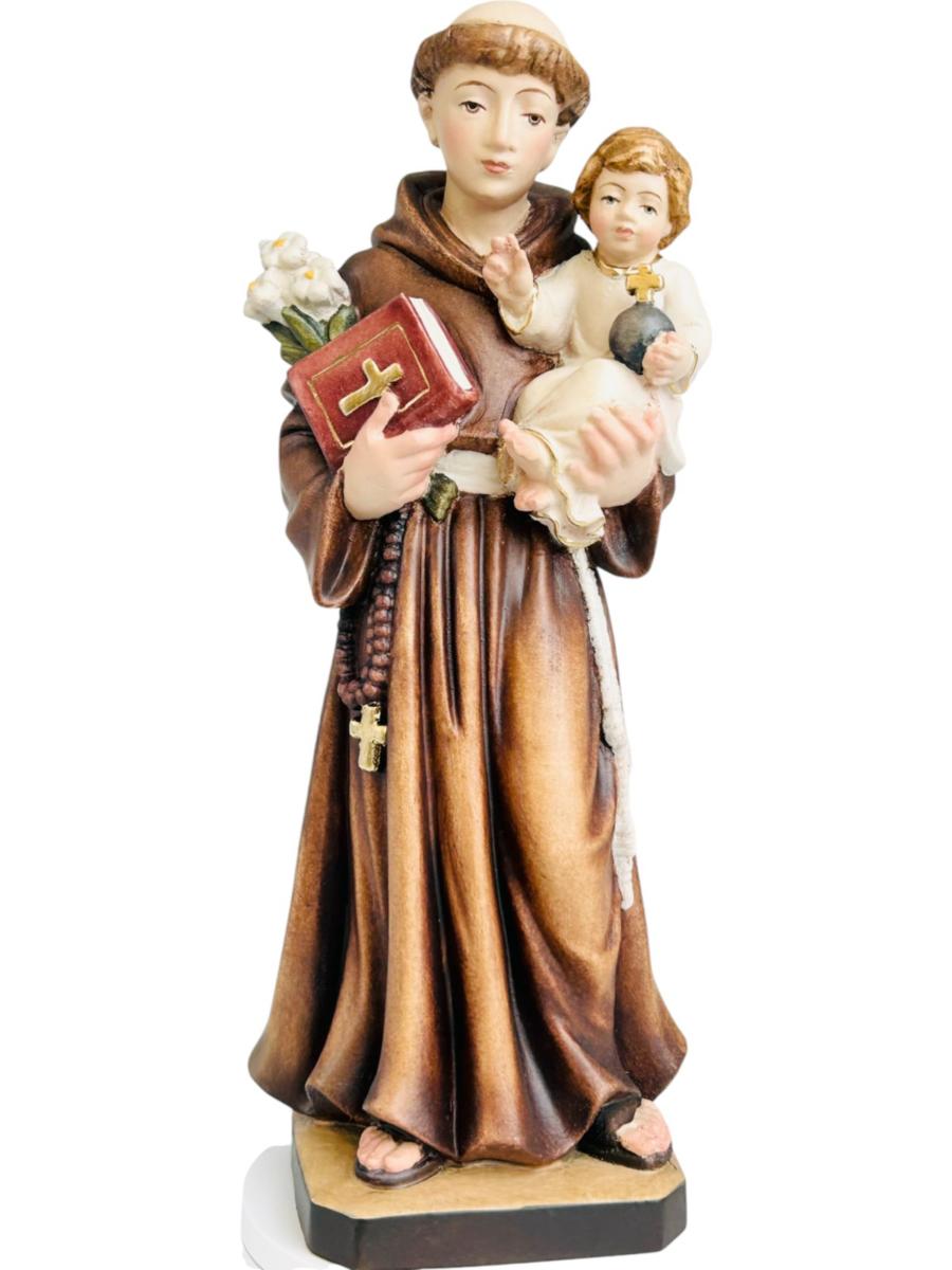 S. Statuette d'Antoine de Padoue sculptée en bois
