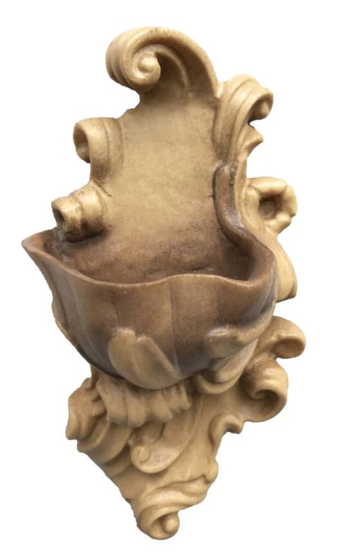 Holy Water Font carved in wood - color