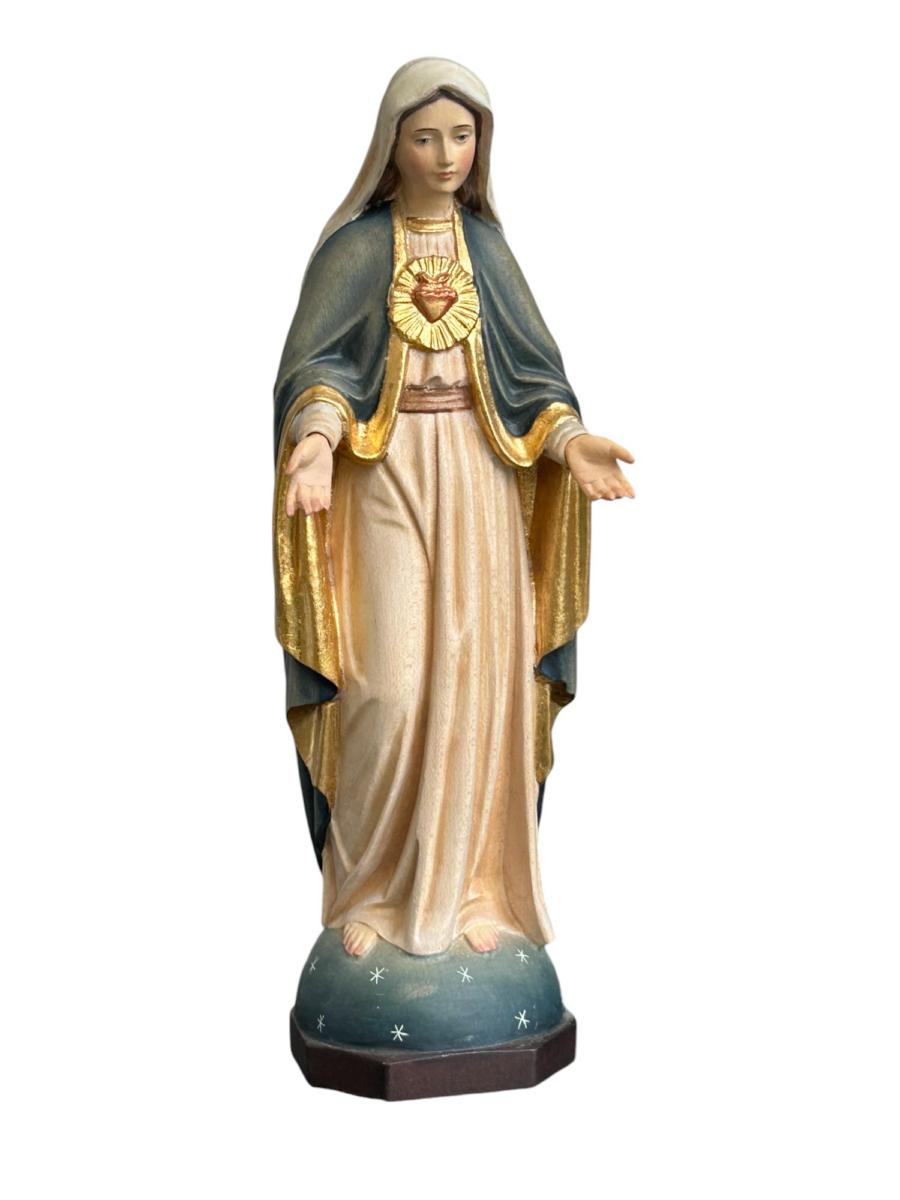Herz Maria Statue aus Holz - mit Ölfarben lasiert