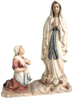 Vierge de Lourdes avec Bernadette statue en bois