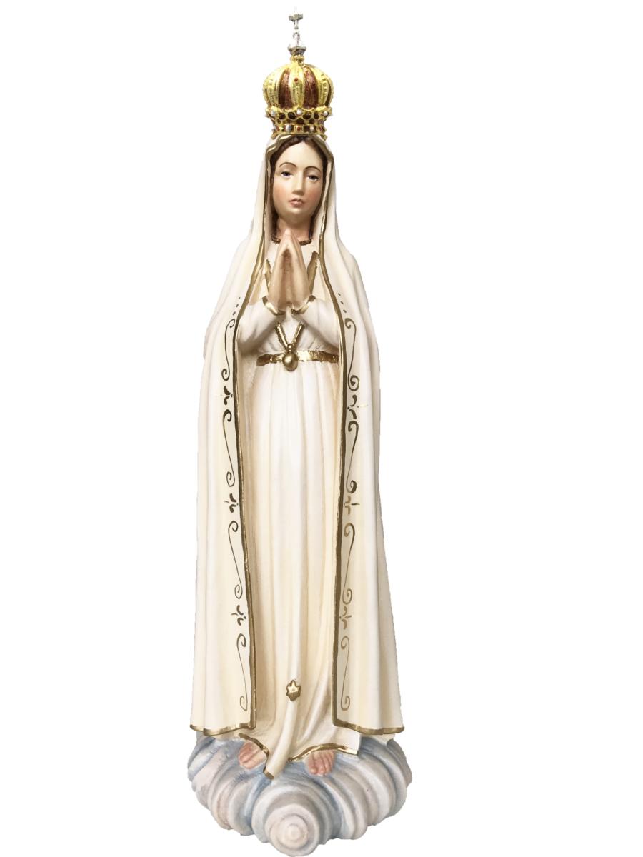 Madonna Fátima mit Krone aus Holz kaufen - mit Ölfarben lasiert