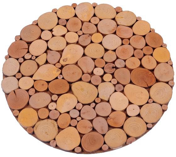 Dessous de plat rond en bois avec rondelles en bois