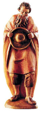 Berger avec chapeau en bois sculpté à la main