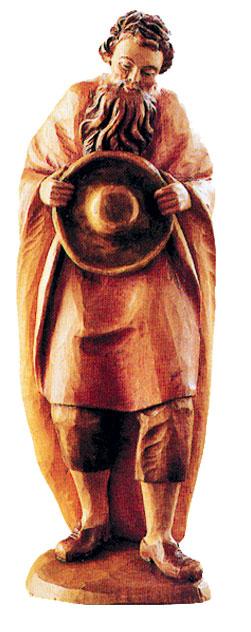 Berger avec chapeau en bois sculpté à la main