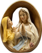 Relief Lourdes Madonna mit Bernadette zum hängen - mit Ölfarben lasiert