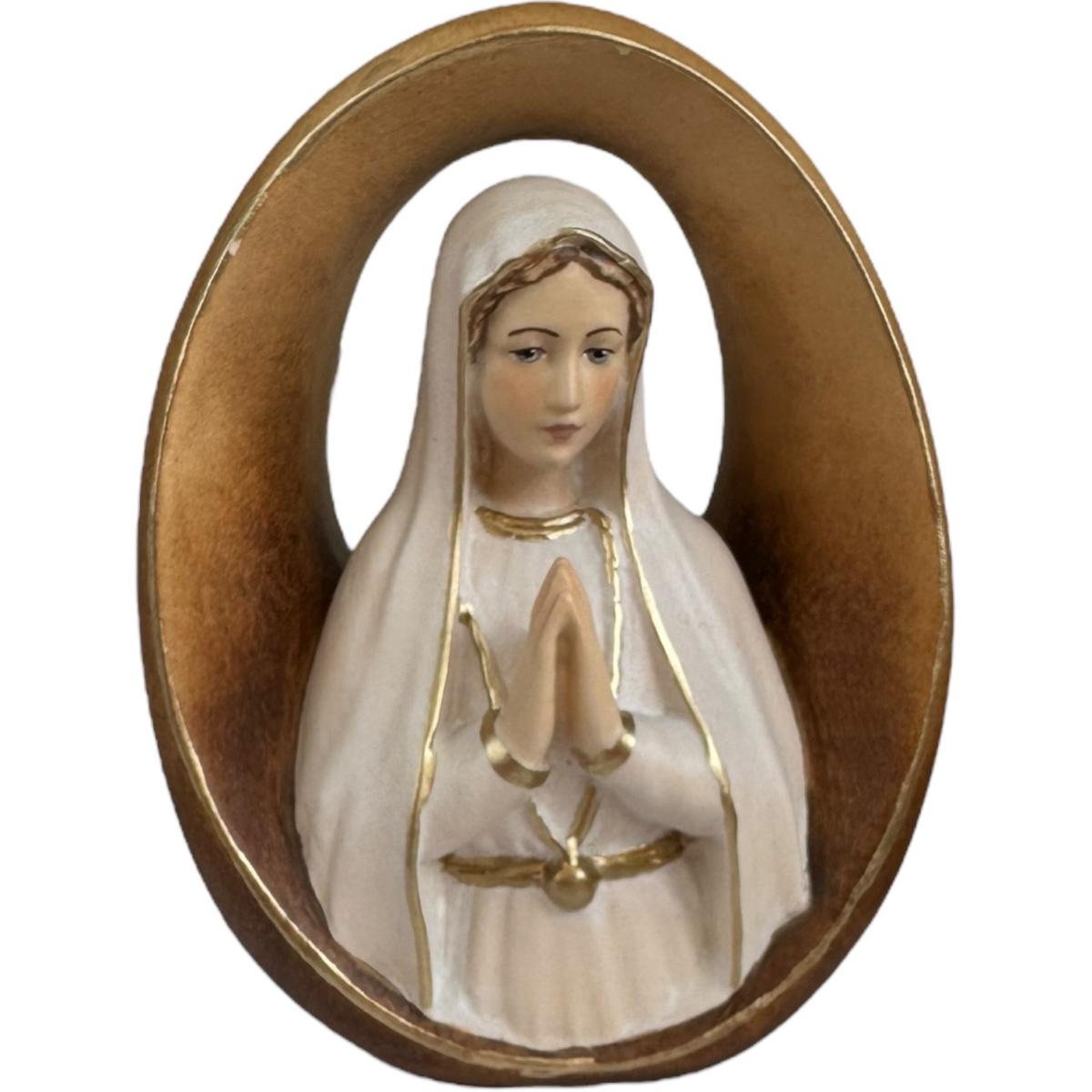 Relief Madonna von Fatima aus Holz - mit Ölfarben lasiert