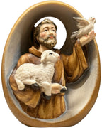 Heiliger Franziskus Relief aus Holz - mit Ölfarben lasiert