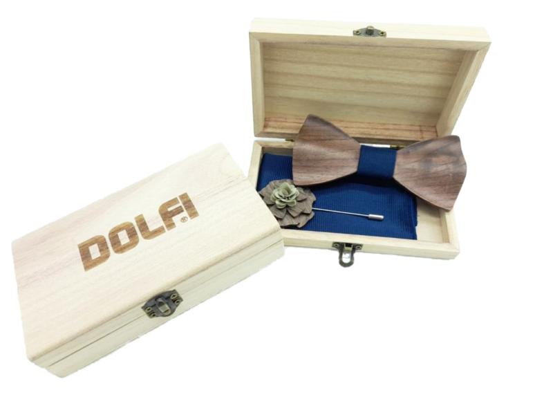 Set de noeuds papillon en bois bleu pour homme