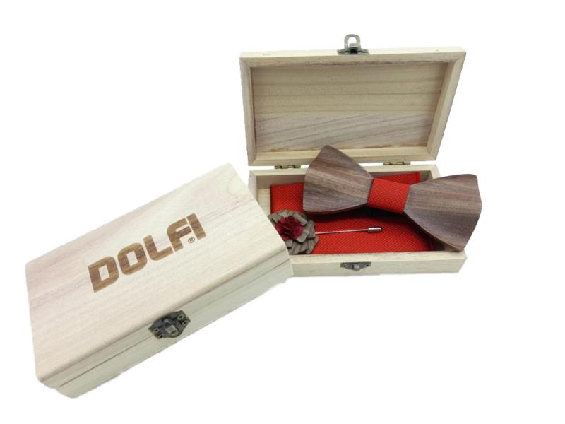Set Papillon en bois homme rouge