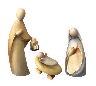 Sainte Famille sculptée en bois sans cabane