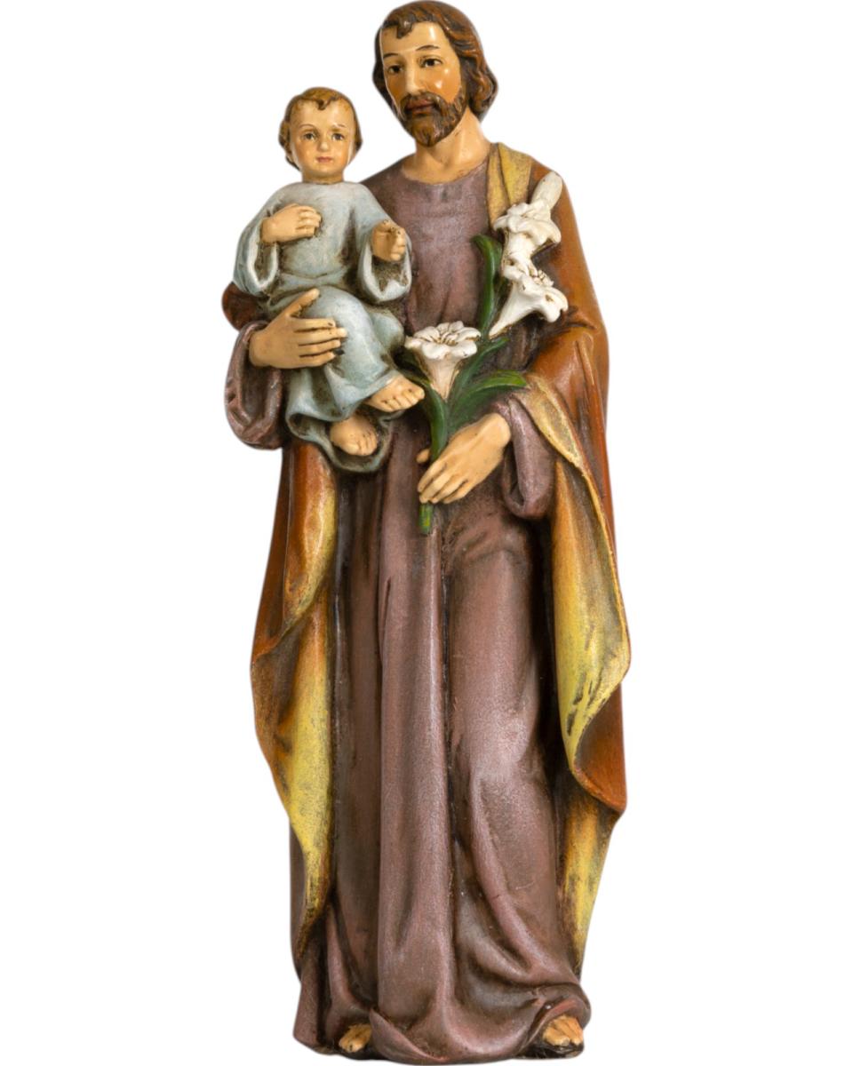 Saint Joseph avec l'enfant et le lys en pâte à papier