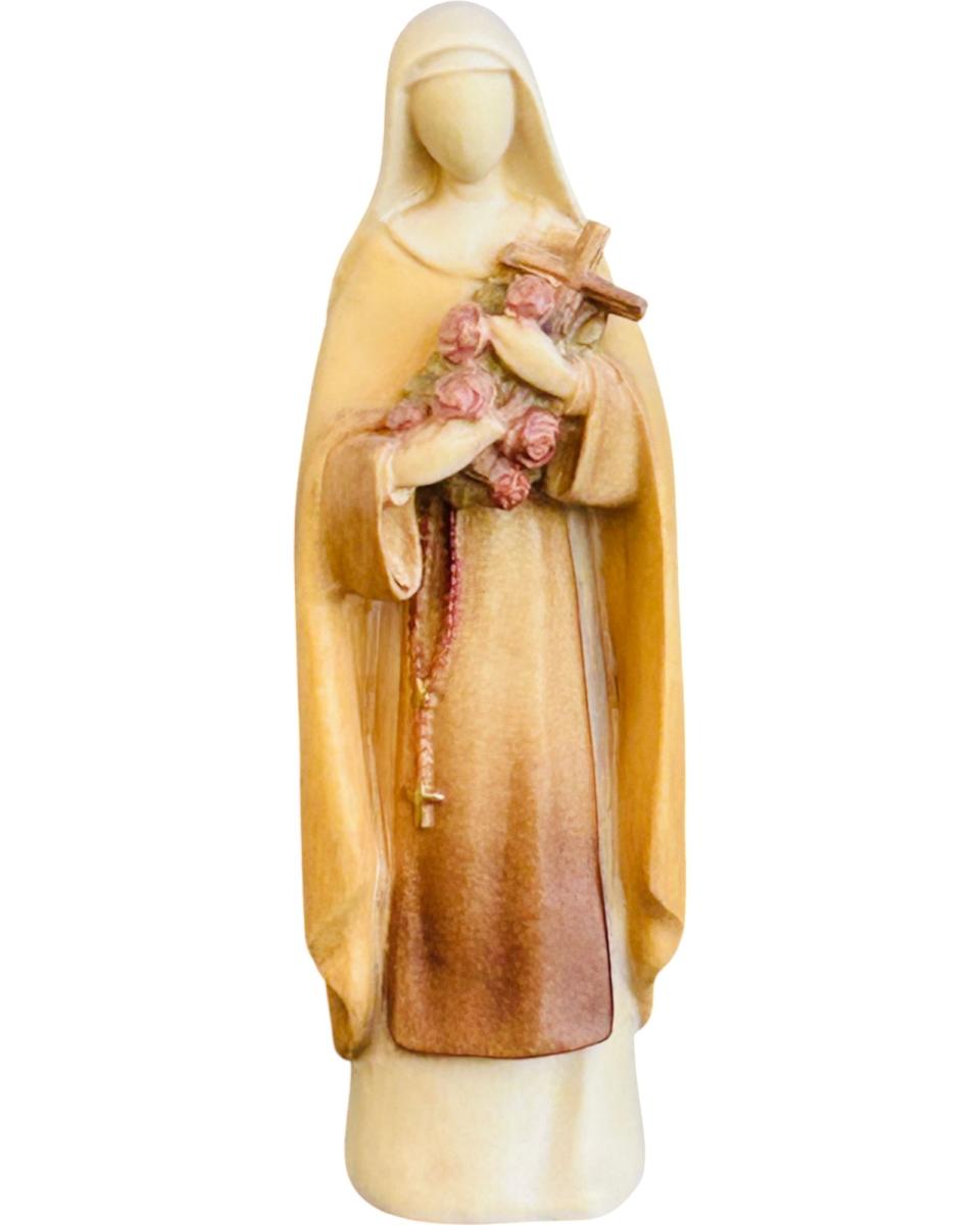 Heilige Teresa von Lisieux aus Holz - mit Ölfarben lasiert