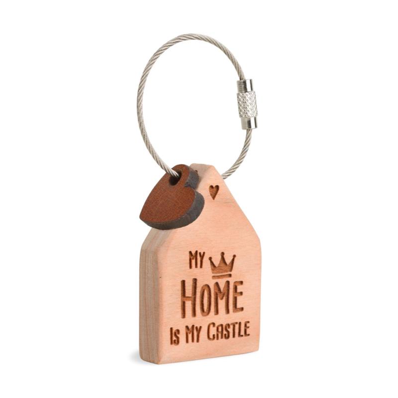 Porte-clés en bois, Ma maison est mon château