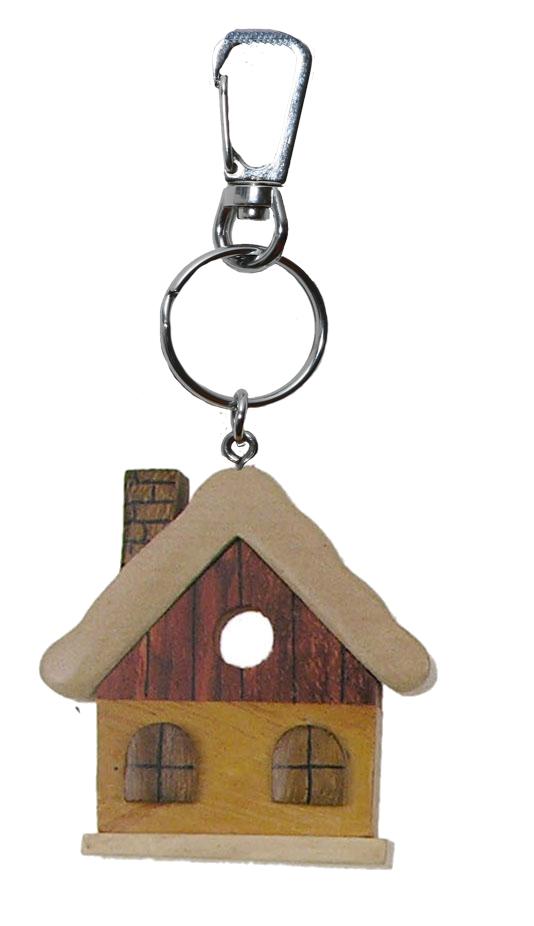 Porte-clés chalet en bois massif multicolore