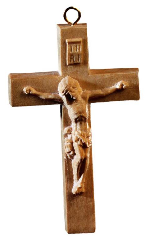 Rosenkranz-Kreuz aus Olivenholz - mit Ölfarben lasiert