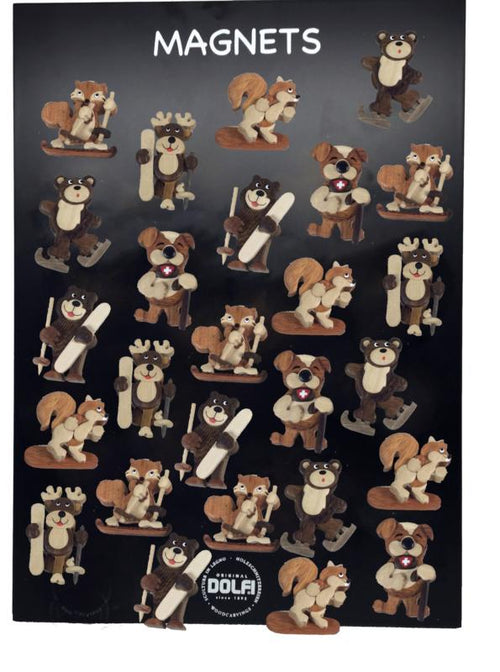 12 aimants animaux en bois