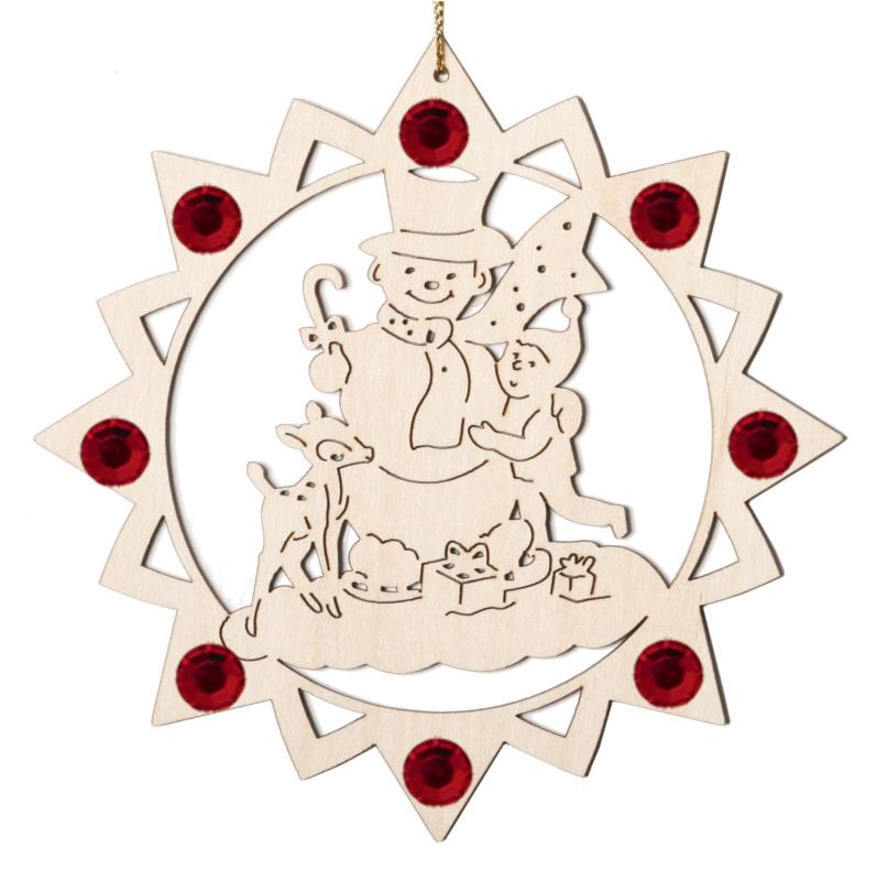 Bonhomme de neige avec enfant et cristaux Swarovski