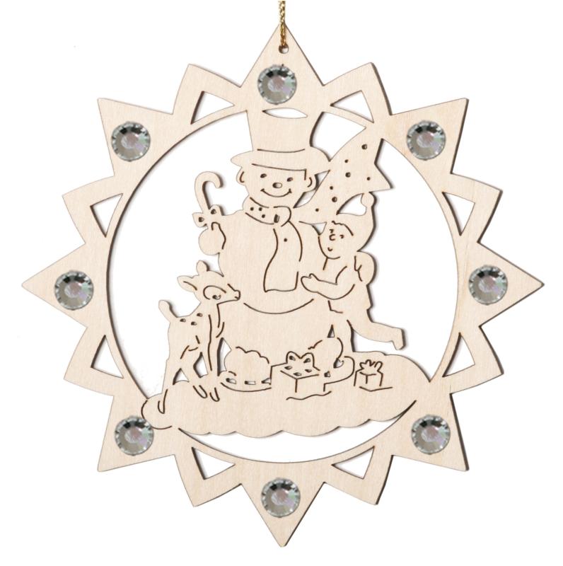 Bonhomme de neige avec enfant et cristaux Swarovski
