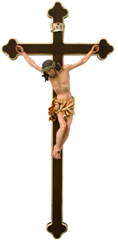 Christuskörper auf barockem Holzkreuz - mit Ölfarben lasiert