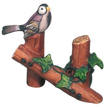 Vogel auf dem Zaun aus Holz - Bemalt