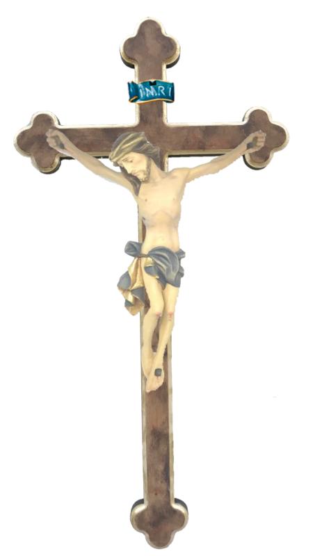 Corps du Christ sur croix baroque en bois