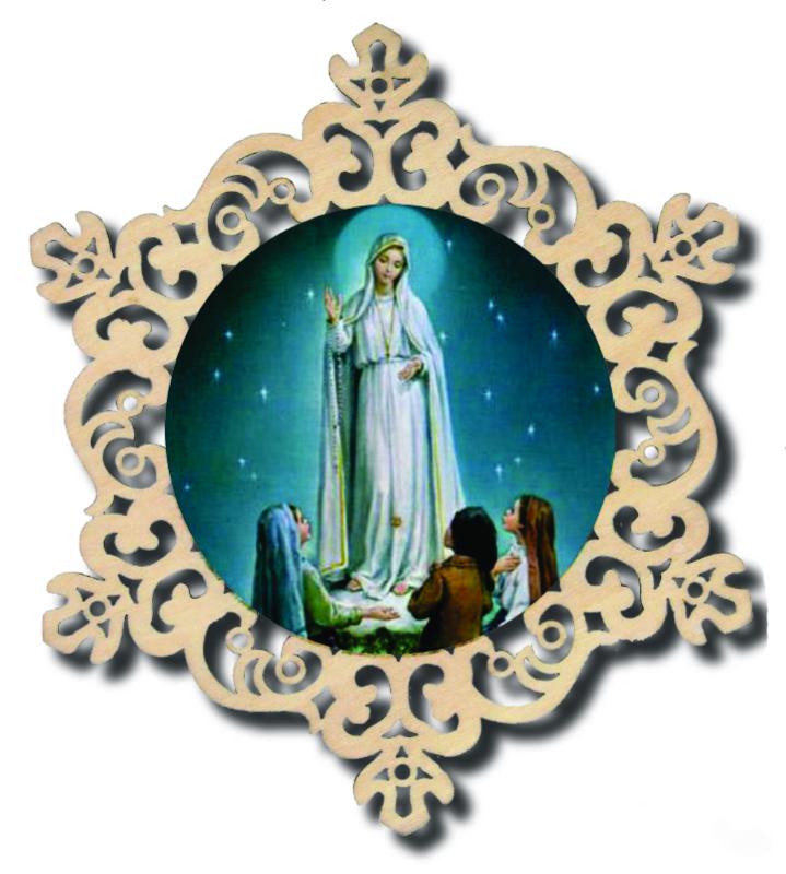 Cercle avec Notre-Dame de Fatima découpé au laser