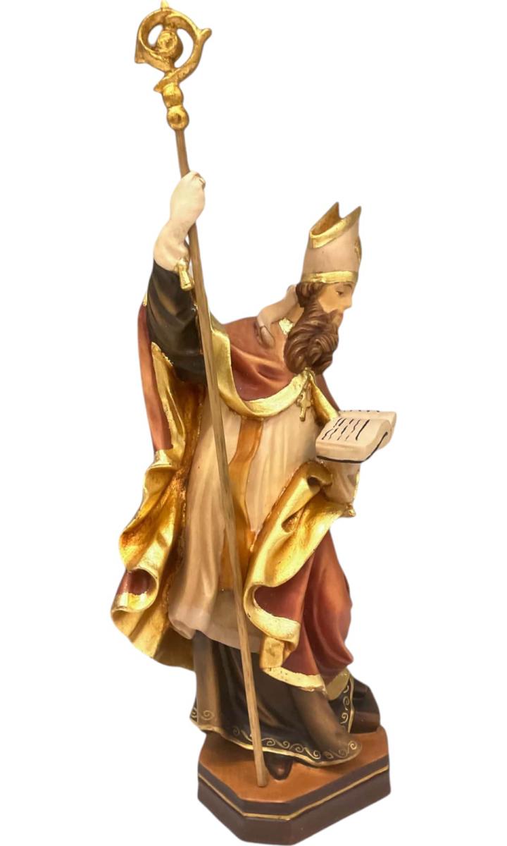 St. Eribert sculpté en bois massif avec livre en bois