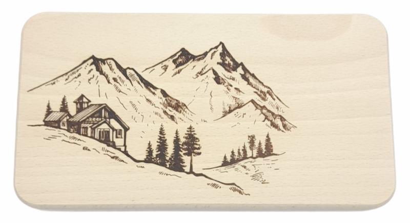 Planche à découper - chalet de montagne 22x12 cm