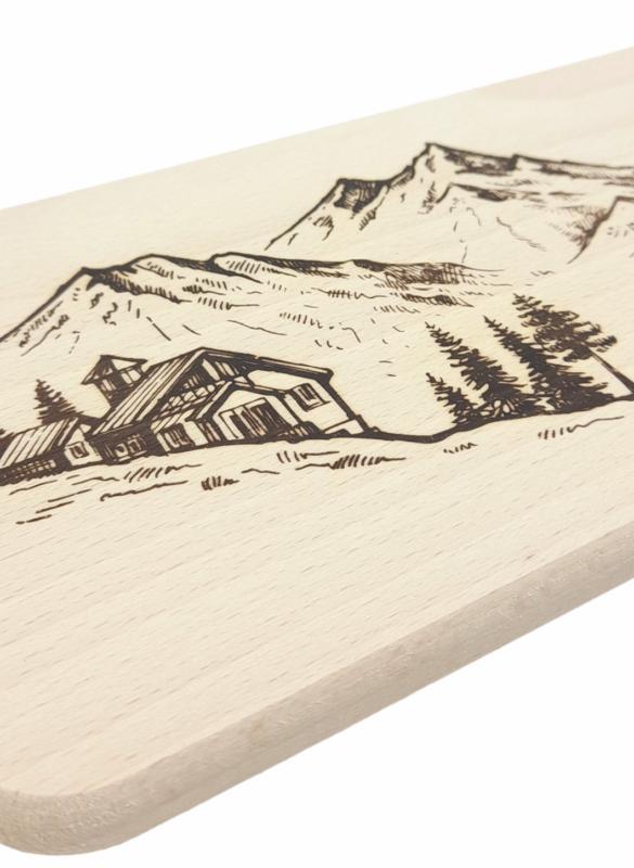 Planche à découper - chalet de montagne 22x12 cm