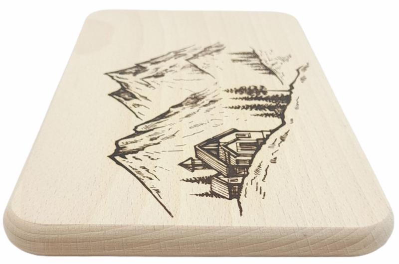 Planche à découper - chalet de montagne 22x12 cm