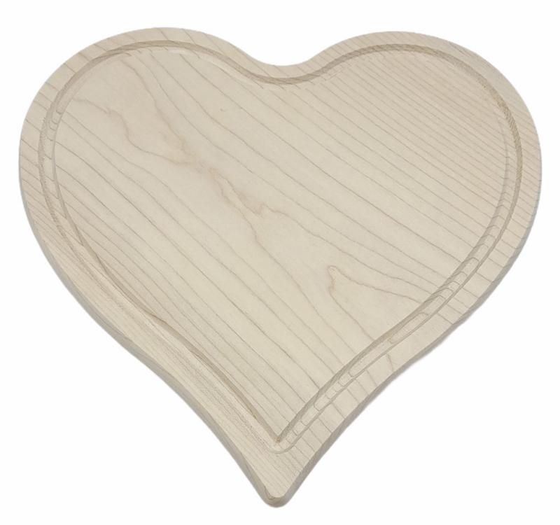 Planche à découper - cœur en bois 24x24x1,5 cm
