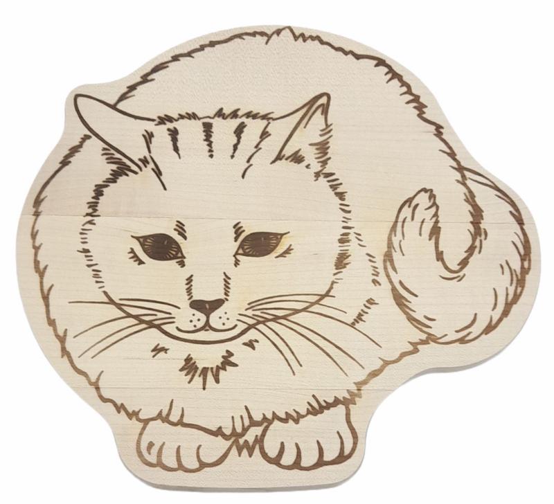 Planche à découper - chat 22x22 x1,2 cm