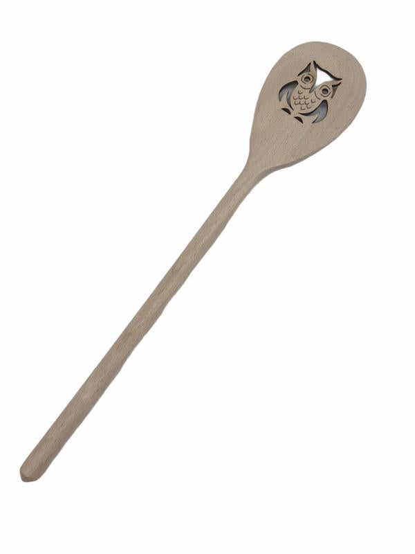 Louche en bois avec hibou 30 cm