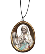 Halskette Lourdes Madonna mit Bernardette - mit Ölfarben lasiert