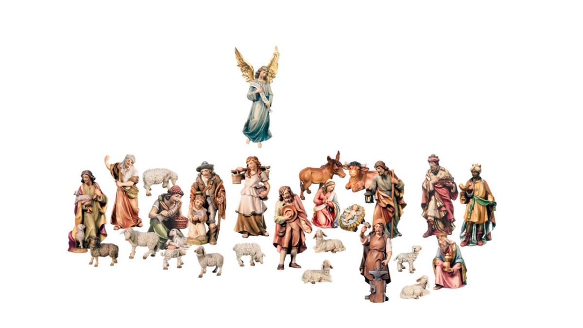 Krippensatz mit 26 Figuren - mit Ölfarben lasiert