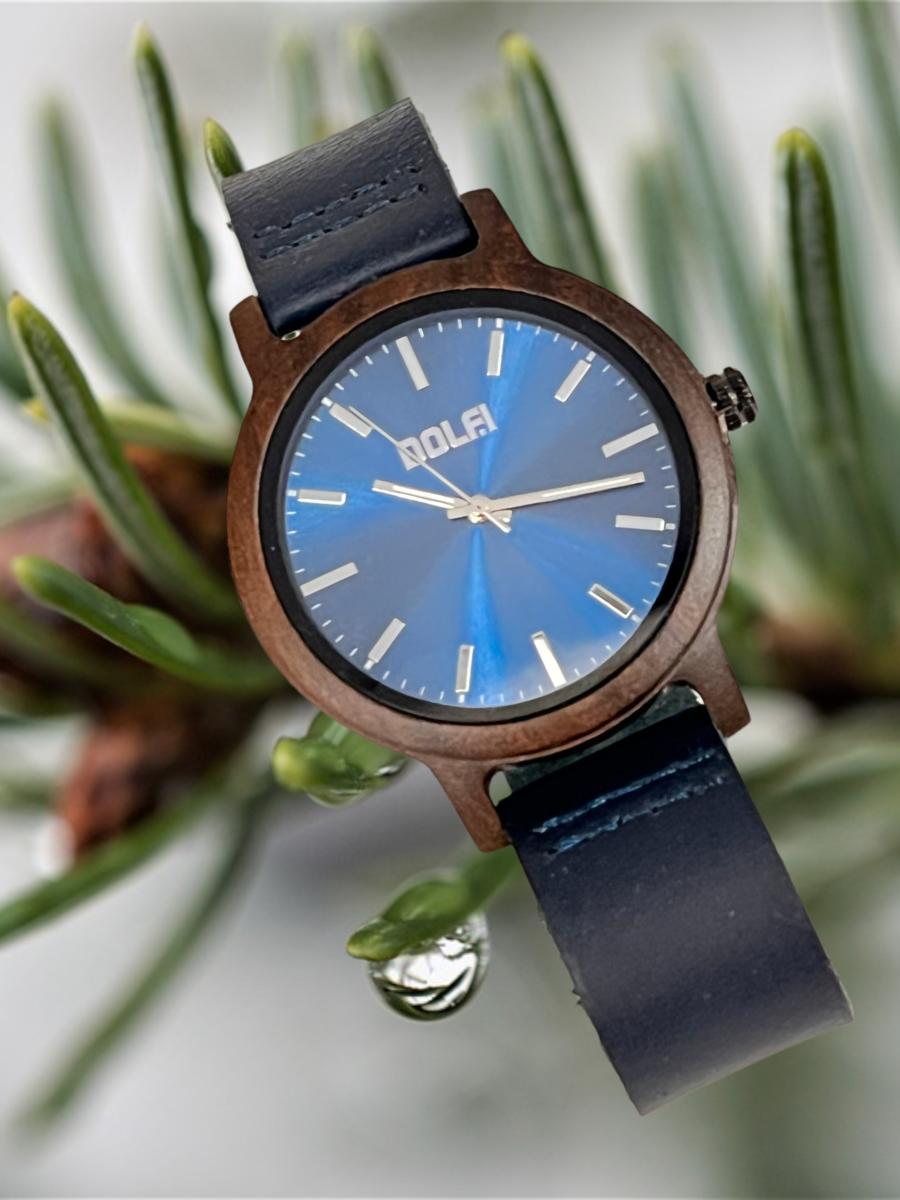 Montre en bois avec bracelet en cuir Modèle Dino