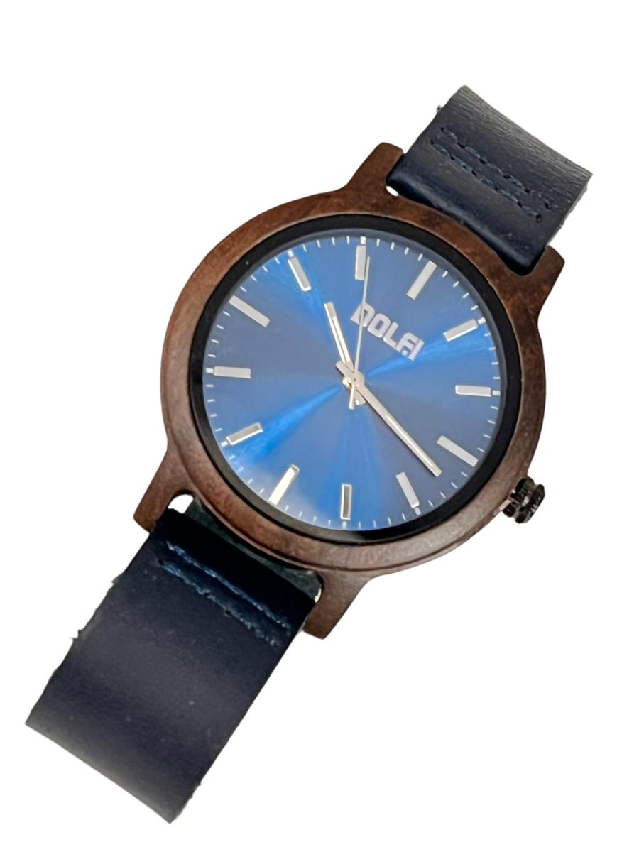 Holzarmbanduhr mit Lederband Modell Dino
