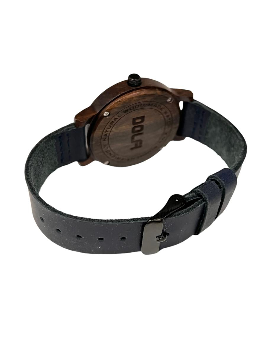 Holzarmbanduhr mit Lederband Modell Dino