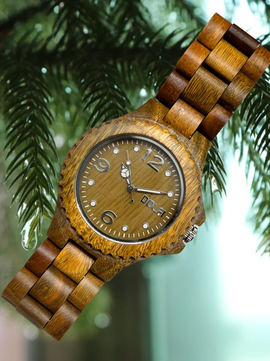Montre unisexe en bois naturel, modèle Dobbie